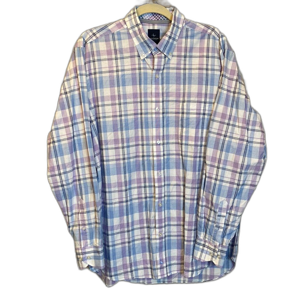 Tailorbyrd Plaid Button Down Dress Shirt Coordinated Cuff Details Size XL Cotton